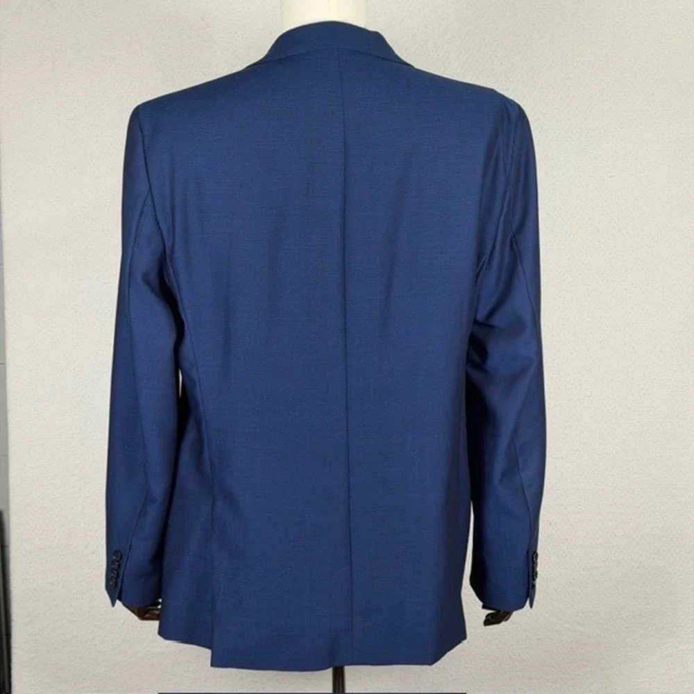 Calvin Klein Mens Blue 100% Wool Extreme Slim‎ Fit Blazer Sport Coat 46L RN90736